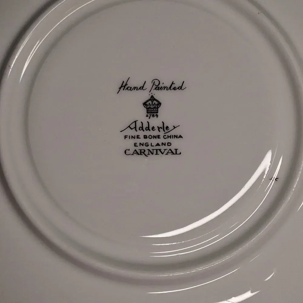 ADDERLEY Fine Bone China England-Carnival 4 Sets Flat Cream Soup Bowl and Saucer